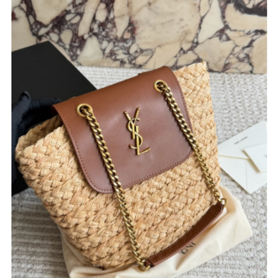 YSL Saint Laurent New Straw Woven Basket